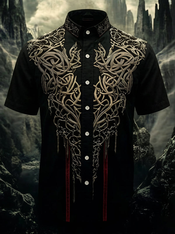 Dark Vintage Viking Rune Men's Pocket Short Sleeve Shirts