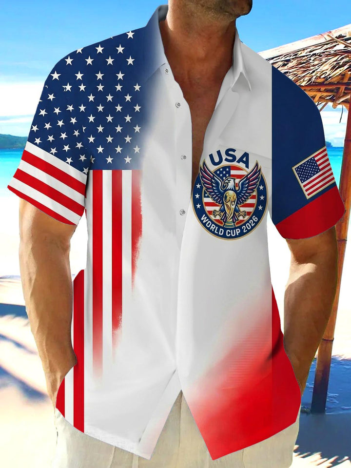 USA World Cup 2026 Independence Day Men's Pocket Short Sleeve Shirts