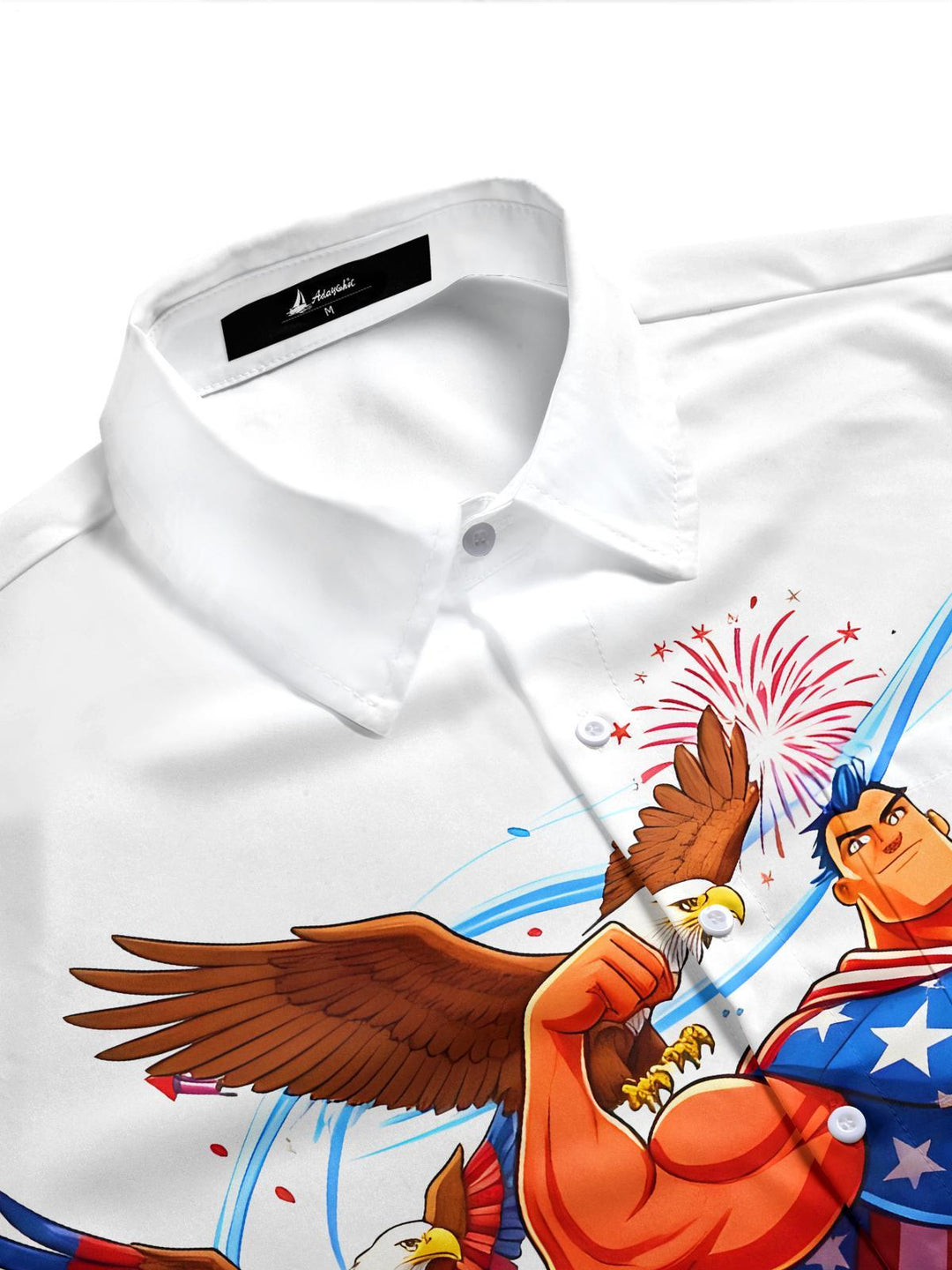 USA 250th Anniversary Patriotic Superhero Bald Eagle Liberty Bell Men's Pocket Short Sleeve Shirts