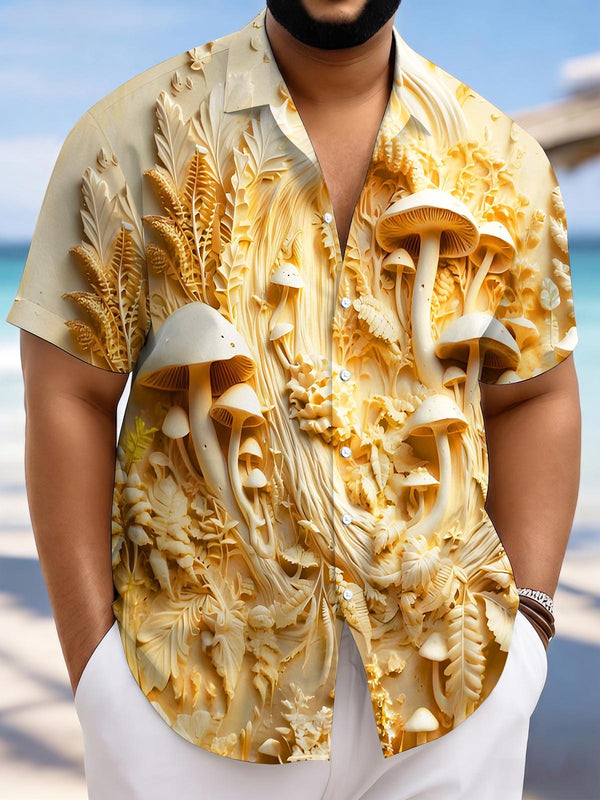 Art Mushroom Relief Plus Size Men's Short Sleeve Shirts