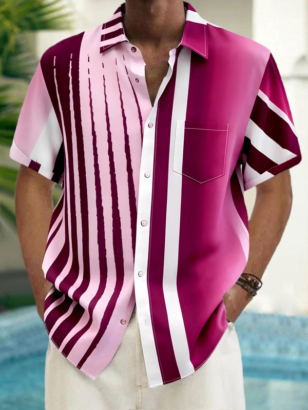 Basic Stripes Men's Pocket Short Sleeve Shirts